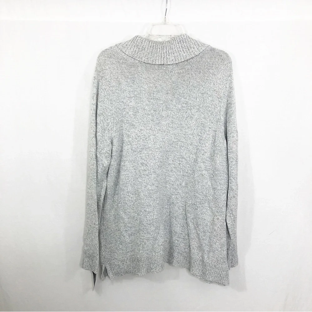 NEW Karen Scott Marled Shawl Collar Tunic Sweater, Size 0X, Gray White